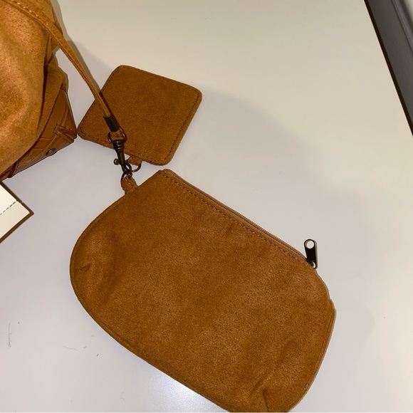 Coldwater Creek Caramel Brown Faux Suede with Faux Croc Trim Bag NWT - Picture 3 of 6